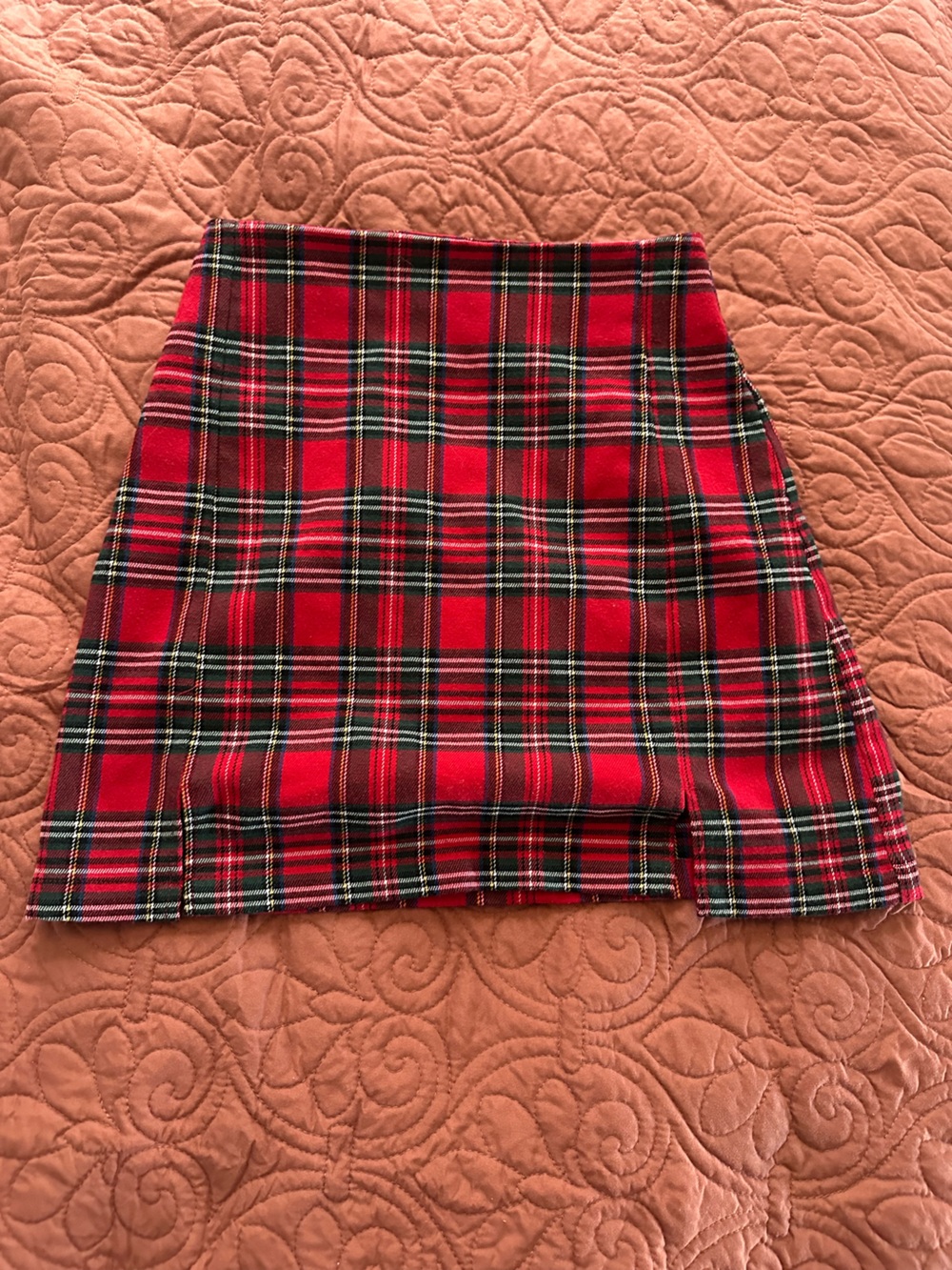 Brandy Melville Red Black Tartan A-Line Skirt